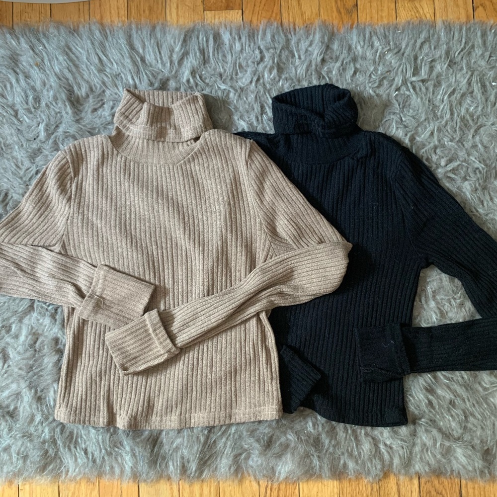 Black and Tan Shein Turtlenecks